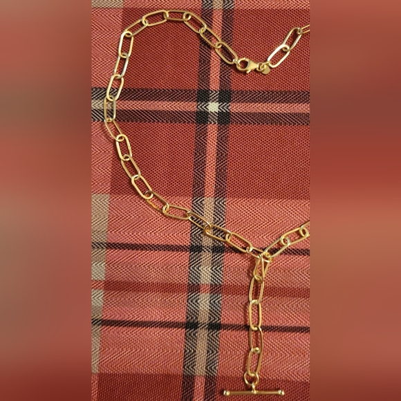 PRE-LOVED 14KT YELLOW GOLD ITALY PAPERCLIP LARIAT DESIGN NECKLACE - Picture 5 of 10
